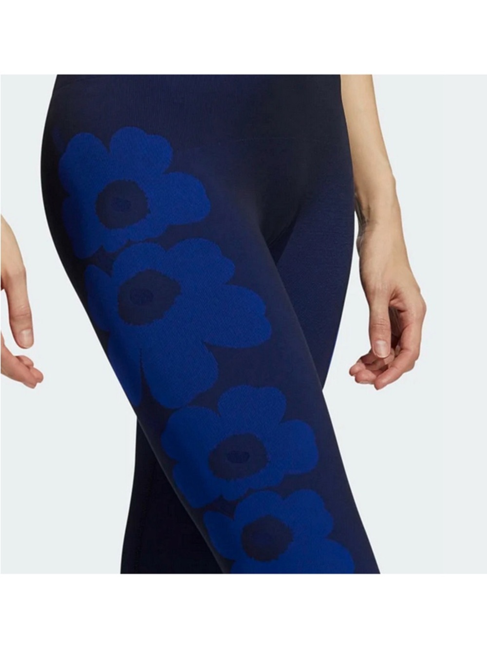 NWT ADIDAS Marimekko  Navy Floral High-Waist Leggings - Picture 3 of 12